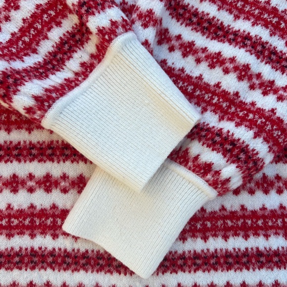 LOFT Red and White Candy Cane Striped Holiday Fair Isle Sweater Women’s Size L - Picture 4 of 6